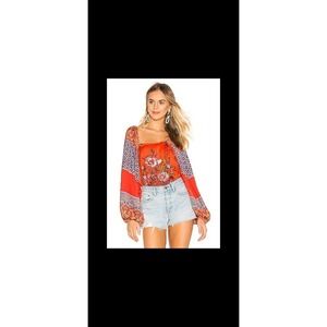 Free People  Positano Printed Blouse in Red Free People XS